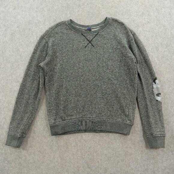Jared Lang Sweater Mens Large Gray Pullover Knit Crew Neck Elbow Patches - Picture 1 of 13